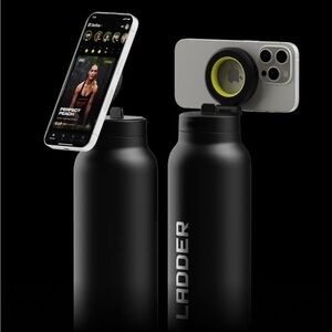 Black Water Bottle with Phone Holder